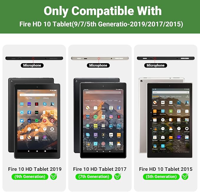 for Amazon Fire hd 10 Tablet case Kids 5th/7th/9th Generation 2015/2017/2019 ReleasedLightweight Shockproof Case with Portable Handle Stand for Amazon Kindle Fire HD 10 Tablet
