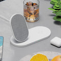 PhoneSuit Novo Dual Wireless Charger Station &amp Dock | Soft Linen Style Fabric | 15 Watt Fast Charge | for iPhone 16/15/14/13/12/X for Samsung S23/S22/S21 &amp More