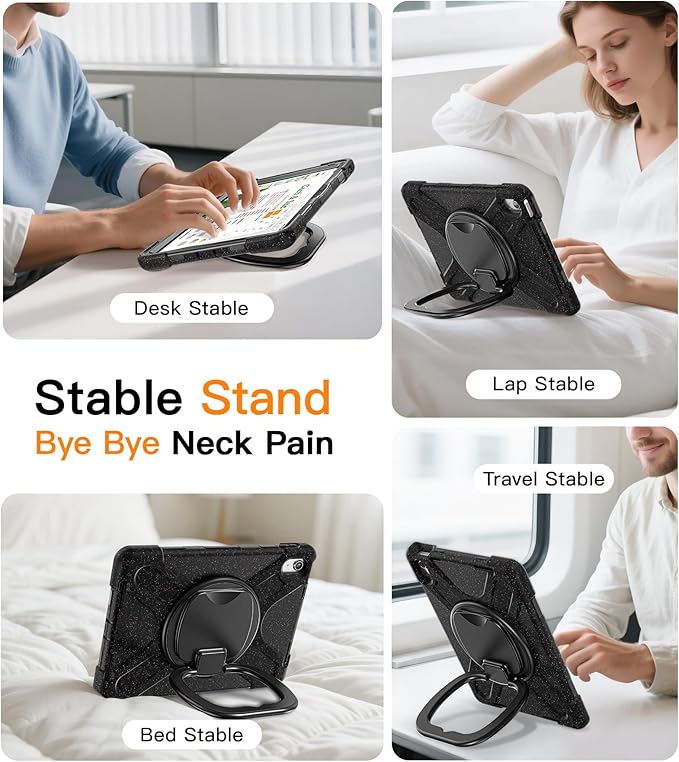 BATYUE Case for iPad (A16) 11th/10th Gen 11''/10.9'' 2025/2022 - Heavy Duty Shockproof Cover with 360° Rotating &amp 180° Folding Stand Screen Protector Shoulder Strap &amp Pencil Holder | Carniva