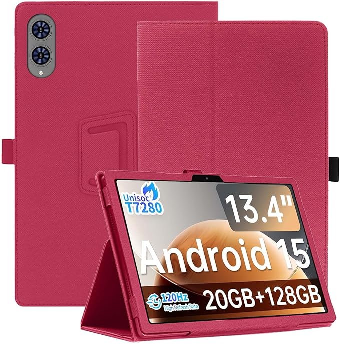 Case for TECLAST T65 Tablet 13.4inchNOUKAJU Tablet Protection CoverFolding Stand with Pencil Holder and Wrist StrapDrop-ResistantProtection Case for TECLAST T65(Red)