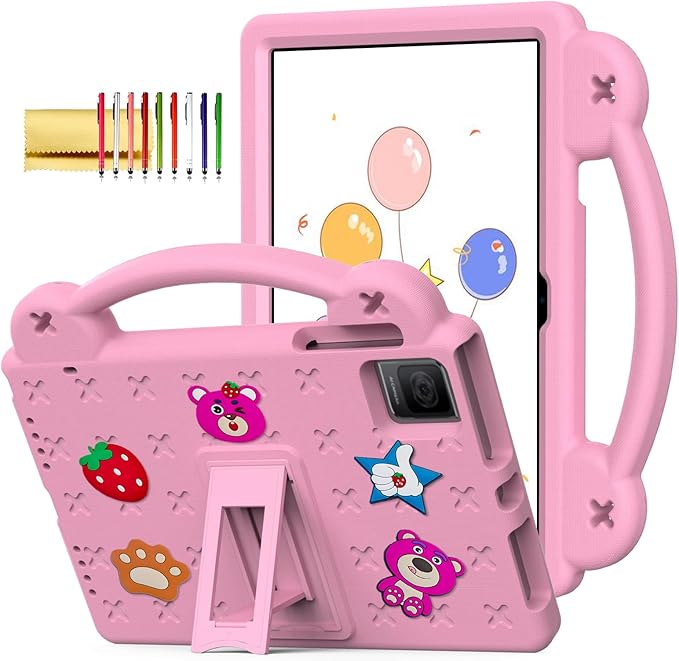 Dteck Tablet Case for T-Mobile Revvl Tab 5G 2023 Strawberry Panda Shockproof Rugged Lightweight Convertible Stand Handles Kids Friendly Case for T-Mobile REVVL Tab 5G (2023) 10.36 Inch TabletPink