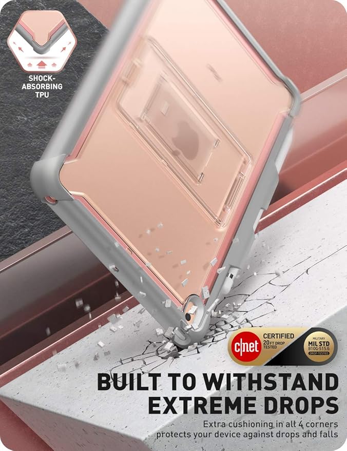 i-Blason Ares Case for New iPad 9th/8th/7th Generation iPad 10.2 2021/2020/2019 Case Full-Body Kickstand with Built-in Screen Protector Cover with Pencil Holder (Rosegold)