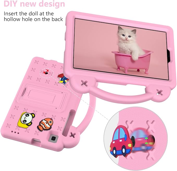 Compatible with Samsung Galaxy Tab S7 2020/S8 2022/Tab S9 2023 11 inch/Tab S9 FE 2023 11 inch Tablet Case Kids Case with Shoulder Strap &amp Stand Handle &amp Pen Tray Pink