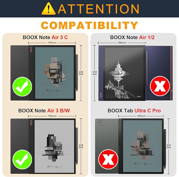 Case for BOOX Note Air 3 C and B/W E Ink Tablet 10.3 ePaperSlim Drop Protection Tri-Fold Cover with Hard Shell Transparent Back and Pen Holder Stand Cover with Auto Wake/SleepNavy