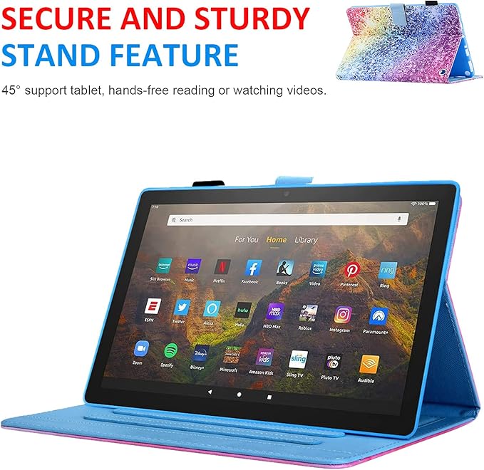 Dteck Case for All-New Fire HD 10 &amp HD 10 Plus Tablet (2021 Release 11th Generation) - Slim Multi-Angle Folio Stand Premium PU Leather Protective Smart Cover with Auto Wake Sleep Colorful Sand