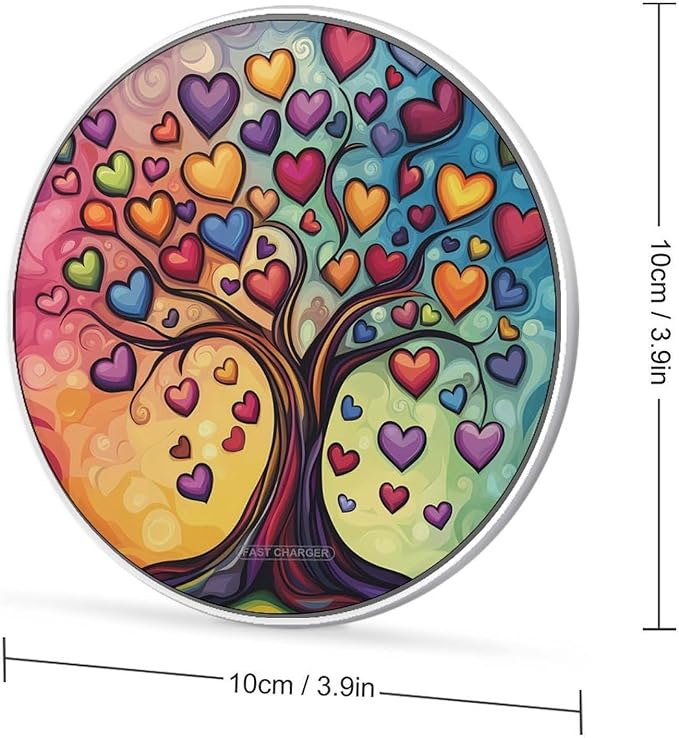 Love Heart Life Tree Wireless Charger Anti-Slip Wireless Charging Pad Slim Charger Mat for Men Women