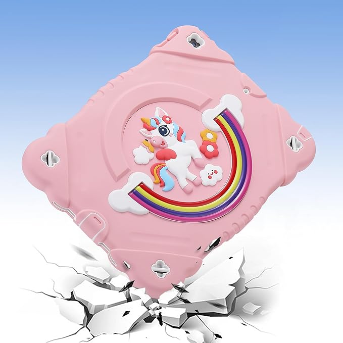 XZC Case for iPad 9th/8th/7th Generation 2021/2020/2019(10.2 inch) Unicorn Cute Cover Heavy Duty Shockproof Protective Case with Built-in Stand Strap for Kids Girls Women (Pink)