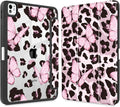 Mektron Case for M5/ M4 iPad Pro 11 inch 2025/2024 with Pencil Holder Compatible Models: A3357/A3358/A3359/A2836/A2837/A3006 Shockproof Cover Clear Shell Leopard Pink Butterfly