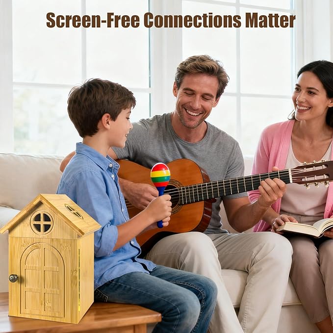 Cell Phone Box for Family Time — Premium Bamboo Phone Storage Box with Charging Ports Holds Up to 6 Phones Self-Discipline Phone Holder Helps Children and Adults Regain Focus Decorative