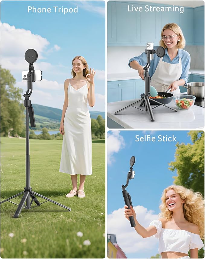 Acer Gadget Auto Face Tracking Tripod for iPhone/Cell Phone/Android/Camera with Light and Remote 64 No App 360°Rotating Tripod Selfie Stick for Tiktok YouTube Vlog Live Streaming Video Recording