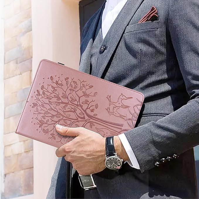 ALILANG for Kindle Fire Max 11 Case (13th Generation 2023 Release) Tree Embossed PU Leather Card Slot Shockproof Smart Cover for Kindle Fire Max 11 2023 Tablet Case -Golden
