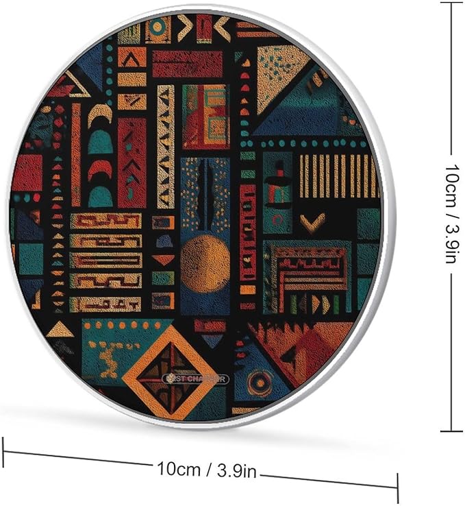 Colorful Egyptian Traditional Symbols Fast Portable Charger 10W Funny Graphic Phone Charging Pad with USB Cable