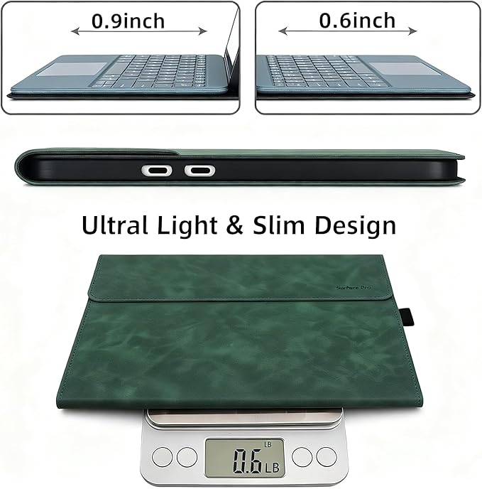 Professional Multi-Angle Tablet Case for Microsoft Surface Pro 12 2025 | PU Leather &amp Hard Shell Protective (Forest 12 Pro)