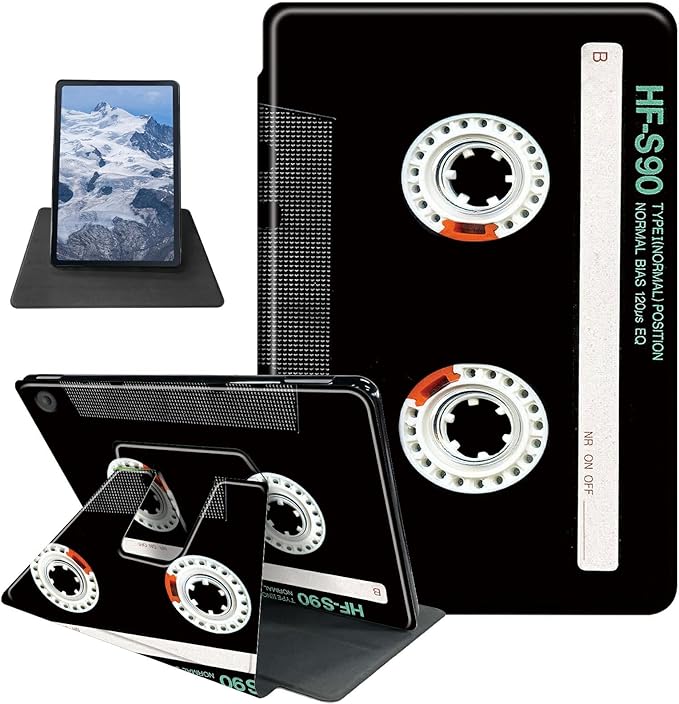 Case for Kindle Fire HD 8 Tablet (8th/7th/6th Generation 2018/2017/2016 Release) Video Tape Theme 360 Degree Rotating Stand Protective Cover with Auto Sleep/Wake for HD 8 Tablet