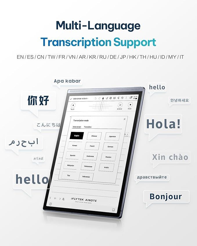 iFLYTEK AINOTE Air 2 Bundle – 8.2 E Ink AI Note-taking Tablet with Stylus 4096 Pressure Levels Digital Notebook with Voice-to-Text Transcription Multi-languages Support Ideal for Meetings &amp S