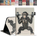 Case for Amazon Kindle Fire 7 Tablet (7 9th/7th Generation 2019/2017 Release) Slim PU Leather Cover with Card Slot &amp Auto Wake/Sleep Funny Orangutan Lifting Barbell