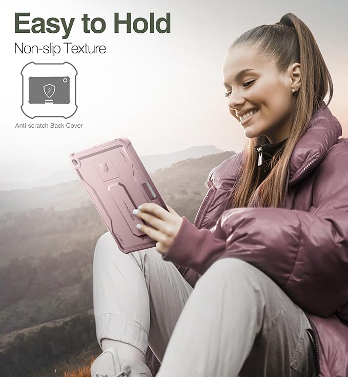 Dexnor for iPad 9.7 Inch 6th /5th Generation(2018/2017) [Built in Screen Protector &amp Kickstand] with Pen Holder Heavy Duty Shockproof Full Body Protective Cover for iPad 6th Generation Case-Pink