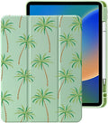 Cute Palm Tree for iPad Air 11 Inch Case 7th/6th Generation (M3/M2) 2025/2024 with Pencil Holder Auto Sleep/Wake Green Leather Clear Acrylic Back Cover
