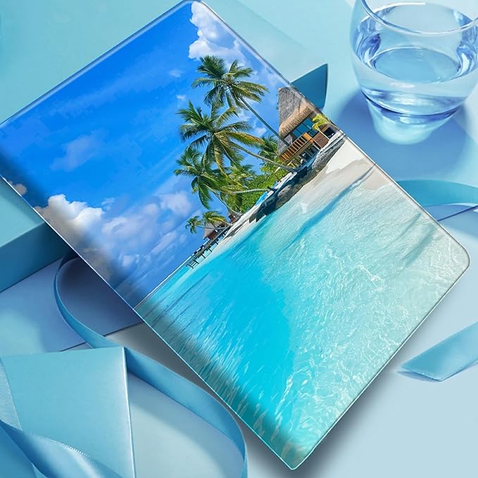 Case for Amazon Fire HD 8 Tablet (8th/7th/6th Generation 2018/2017/2016 Release) PU Leather Smart Protective Cover with Auto Sleep/Wake for Fire HD 8 2018/2017/2016Beach with Palm Trees