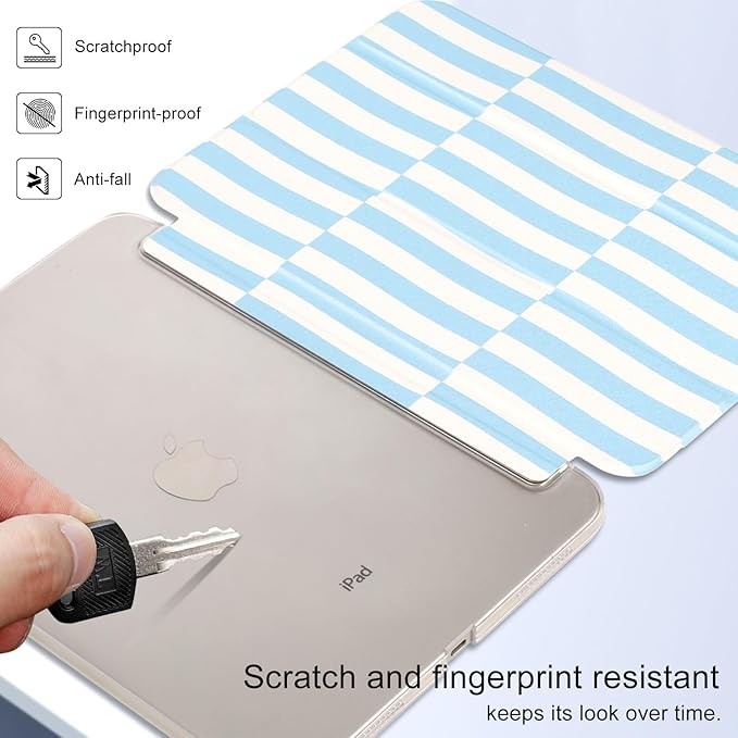 case for ipad 11th Generation11 Inch 2025 (A16 Chip) &amp 10th Gen 10.9 Inch 2022 - Slim Scratch-Resistant Hard PC Translucent Back Shell Smart Cover Wake/Sleep FunctionBlue Irregular Stripes