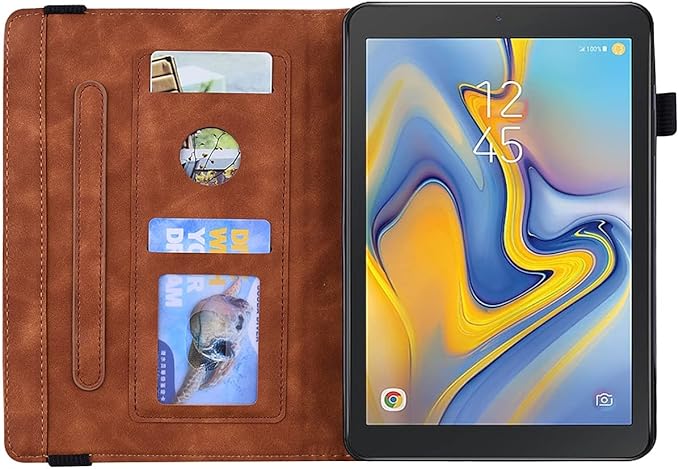 YEMENGHUA Heavy Duty Protection Compatible with Samsung Galaxy Tab A 8.0 T387 SM-T387V T387T T387A Slim Lightweight Embossed PU Leather Flip Holder Tablet PC Case Card Slot Tablet Case(Brown)