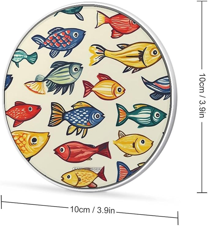 Japanese Colorful Fish Phone Charger Magnetic Charging Pad Anti-Slip with USB Cable