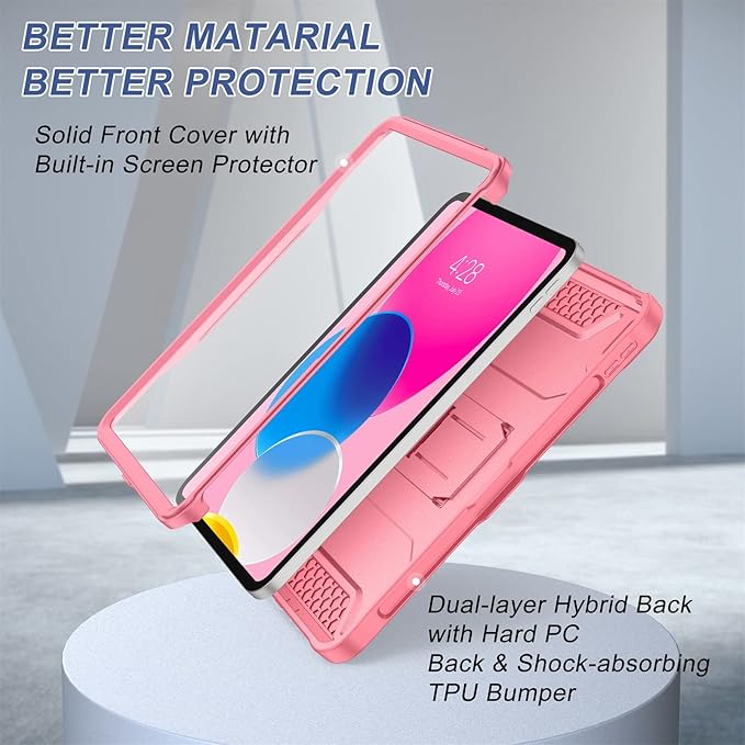 Soke Case for iPad (A16) 11th Generation 11-inch 2025 iPad 10th Generation 10.9-inch 2022 with Built-in Screen Protector and Kickstand Rugged Full Body Protective Cover - Watermelon