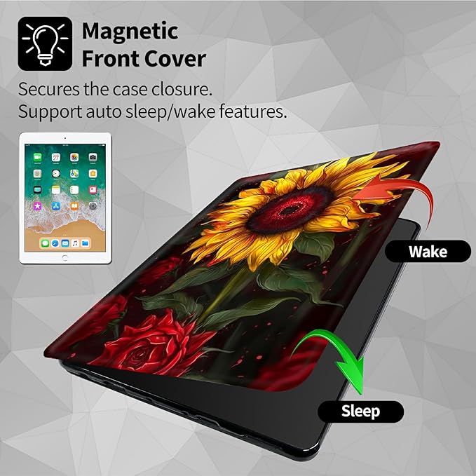 Case for Amazon Kindle Fire Max 11 Case (13th Generation 2023 Release) 11360 Degree Rotating Swivel Stand Protective Cover for Amazon Kindle Fire Max 11 2023Sunflowers
