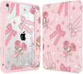 Tuiklol Case for iPad 11 inch (A16 Chip) 2025 Gen 11th / iPad 10.9 inch 2022 10th Gen Buit in Pencil Holder with Shockproof Cover Clear Transparent Back Shell Auto Wake/SleepBow &amp Rose