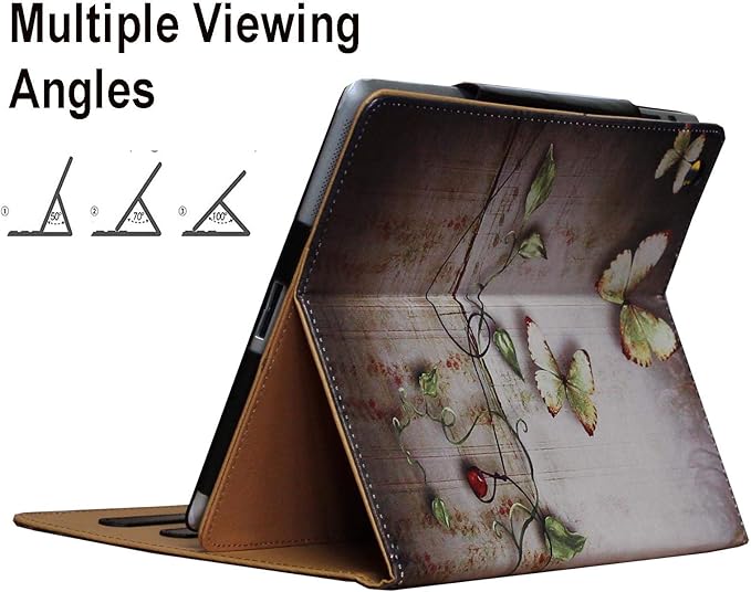 Case for iPad 10.2 9th/8th/7th Generation Multi-Stand Folio Smart Cover with Pocket Auto Wake Up/Sleep for 2021/2020/2019 A2602 A2603 A2604 A2270 A2428 A2429 A2197 A2200 (Butterfly Flower)