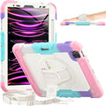 Timecity Case for iPad Pro 11 inch 4th/ 3rd/ 2nd/ 1st Generation Full-Body Protective Case with Screen Protector Rotating Stand/Handle Pencil Holder for iPad 11 Inch 2022/2021/2020/2018-Pink Camo