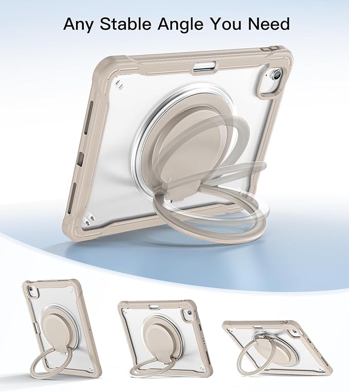BATYUE Case for iPad Air 11-inch M4(2026)/M3(2025)/M2(2024) iPad Air 4/5 10.9 &amp Pro 11 2018-2022 - Shockproof Case with 360° Rotating Stand &amp Handle Pencil Holder Shoulder Strap Starligh