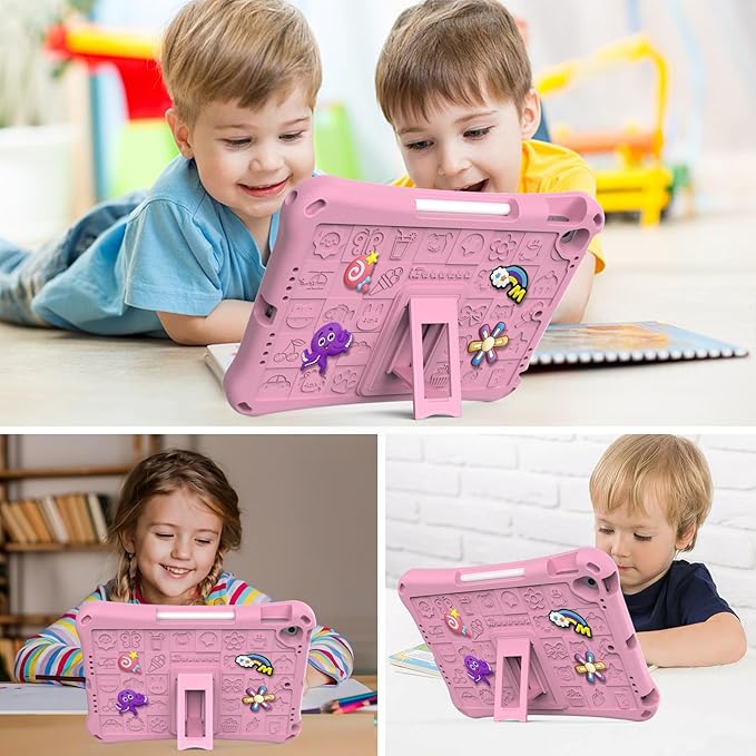 Case for iPad 10.2 Inch 2021/2020/2019/ iPad Pro 10.5 Inch/Air 3rd Gen (2019) Shoulder Strap Kickstand Children Friendly Anti-Scratch Shockproof Case Pink