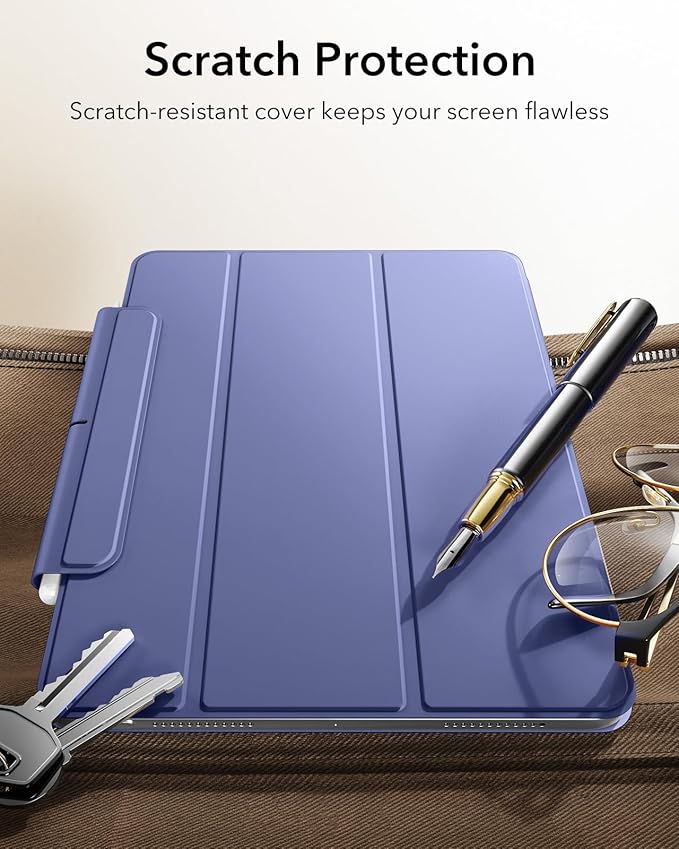 ESR for iPad Air 11 Inch Case M4/M3/M2 (2026/2025/2024) iPad Air 5th/4th Gen (2022/2020) Powerful Magnetic Attachment Slim Trifold Stand Case Auto Wake/Sleep Durable Protection Purple