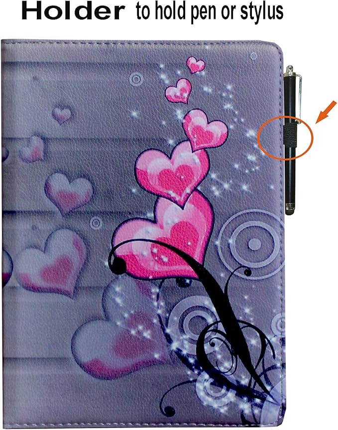 Case for iPad A16 11-inch (11th Gen 2025) for 2022 iPad 10th Generation 10.9 inch Rotating Stand Smart Magnetic Cover for Model A3354 A3355 A3356 A2696 A2757 A2777 (Heart Flower)