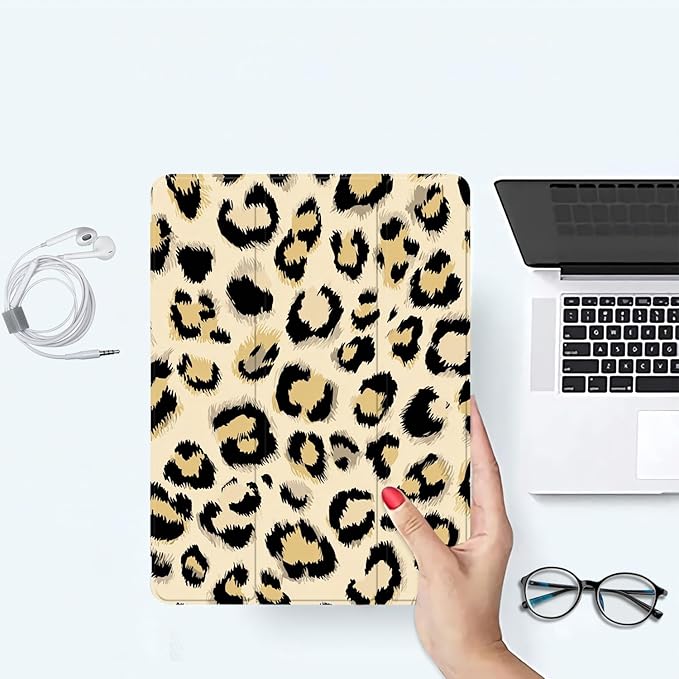 Luxury Leopard Print Case for iPad Pro 11 Inch 2022/2021/2020/2018 Protective CasePencil Holder &amp Clear Soft TPU Back &amp Trifold Stand Cover for Women