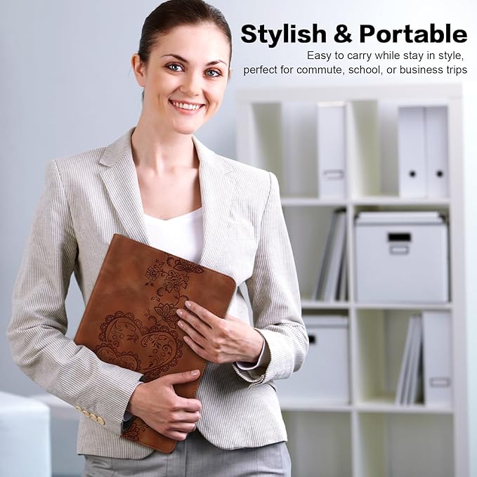 Case for Lenovo Tab Plus 11.5 Inch 2024 Embossed Premium PU Leather Case with Stand/Pencil Holder/Card Slots/Elastic Band for 11.5 Lenovo Tab Plus 2024 Release-Brown