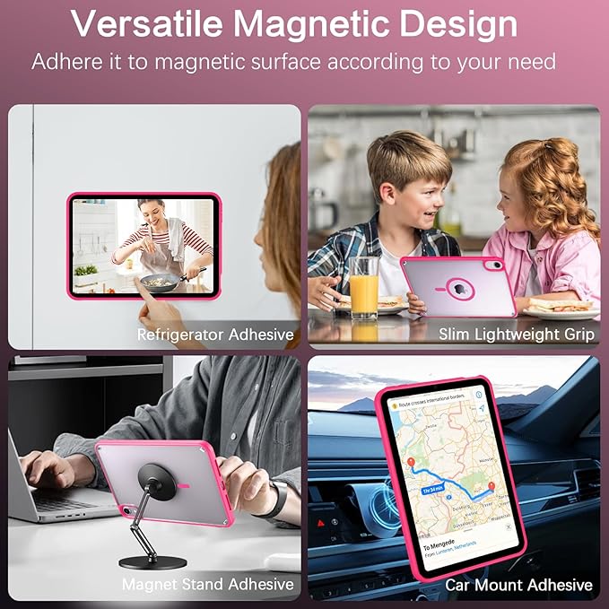 BENTOBEN for iPad Mini7 (A17 Pro) Case iPad mini 7th /6th Generation Magnetic Case (2024/2021) Translucent Matte Back Shock and Drop Protection Cover for iPad mini7/Mini6 8.3 Hot Pink