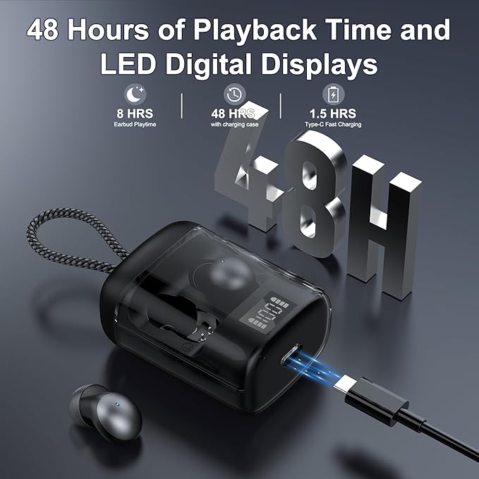 Sleep Earbuds Bluetooth 6.0 in Ear 2026 Mini Sleep Headphones with Sleep Monitor and APP Small Earplugs for Side Sleepers 48H Playtime Sleep Earphones with Sleep Mode Deep Black