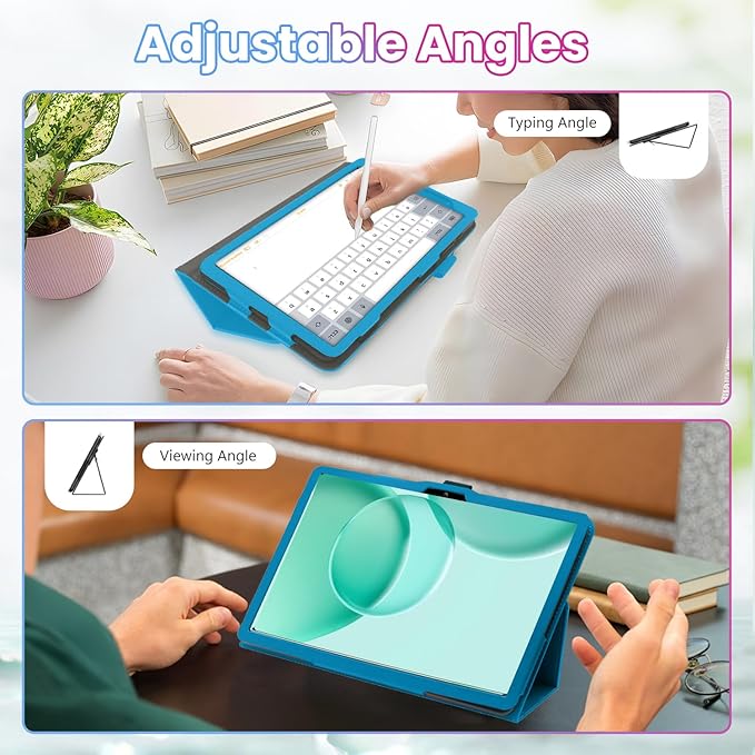 Case for DOOGEE Tab G6 Max 13.4-Inch TabletShockproof PU Leather Cover with Hand Strap Two-Fold StandCompatible with Tab G6 Max 13.4 Android Tablet (Blue)