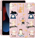 Cute Kawaii Cat Kitten for iPad Pro 11 Inch Case (M5/M4) 2025/2024 with Pencil Holder Auto Sleep/Wake Pink Leather Soft TPU Back Cover