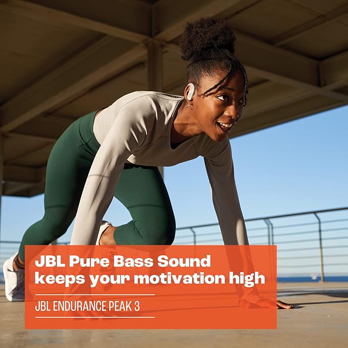 JBL Endurance Peak 3 - Dust and Water Proof (IP68) True Wireless Active Earbuds JBL Pure Bass Sound Up to 50 Total Hours of Playback with Speed Charge Ambient Aware &amp Talk Thru (Black)