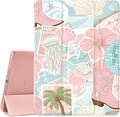 JOYLAND Beach Floral Case for iPad 10th Generation 10.9 inch/iPad (A16) 11th Generation 11 Inch 2025 with Pencil HolderTrifold Stand Protective Cover with Soft TPU BackPink