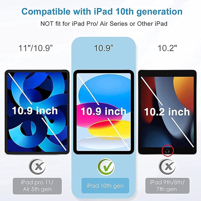 XZC Case for iPad (A16) 11th Generation 11 Inch 2025/ iPad 10th Generation 10.9 Inch 2022 Heavy Duty Shockproof Rugged Cover with Rotating Stand/Pencil Holder/Carrying Shoulder Strap (Blue 2)