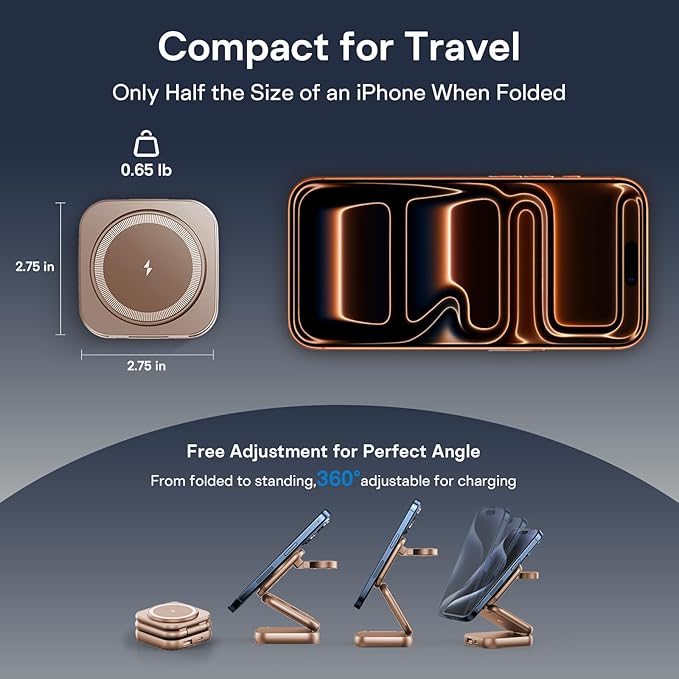 5-in-1 Wireless Charger for MagSafe AC ISLAND Portable Travel Charging Station 35W Max Fast Foldable Magnetic Stand Evolved for iPhone 17-12 &amp Air Series Apple Watch AirPods (with 35W Adapter