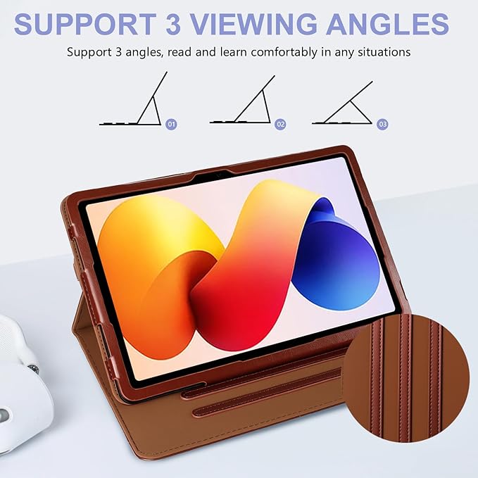 E NET-CASE Case for Xiaomi Redmi Pad 2 Pro/Pad Pro (2025/2024) 12.1 Inch with S Pen Holder丨Shockproof丨Clear Transparent Back Shell丨Multi-Angle Viewing (Brown)