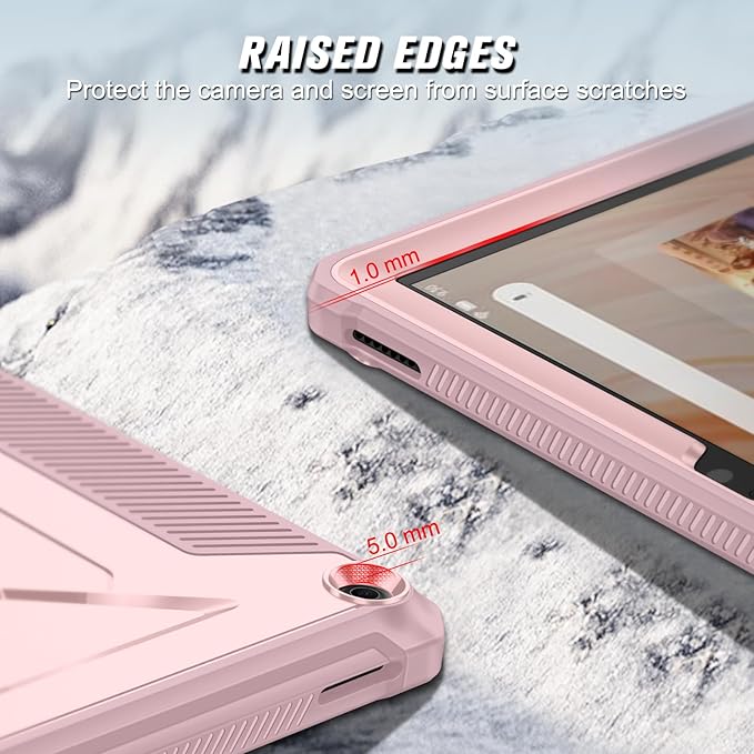 Fintie Shockproof Case for All-New Fire HD 10 Tablet (13th Generation 10.1 2023 Release) [Tuatara] Rugged Unibody Hybrid Bumper Kickstand Cover with Built-in Screen Protector Light Pink