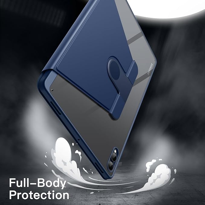 JETech Rotating Case for Samsung Galaxy Tab S11 Ultra with S Pen Holder 360 Degree Rotation Protective Stand Cover Clear Back Auto Wake/Sleep (Navy)