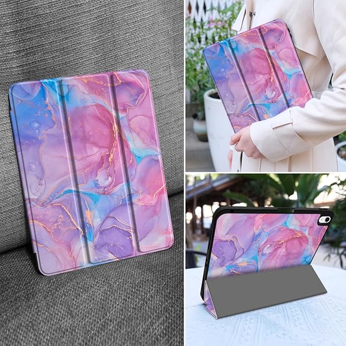 MEEgoodo for M4/M3/M2 iPad Air 11 inch Case 2026 2025 2024Case for iPad Air 5th Generation/iPad Air 4th Gen 10.9 inch 2022 2020 Tablet Cover with Soft TPU Back Shell Pink Marble Texture