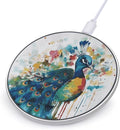 Watercolor Peacock Wireless Charger Fast Wireless Charging Pad with USB Cable 10W Anti-Slip Magnetic Wireless Charger Portable Slim Charger Puck Travel Charging Station